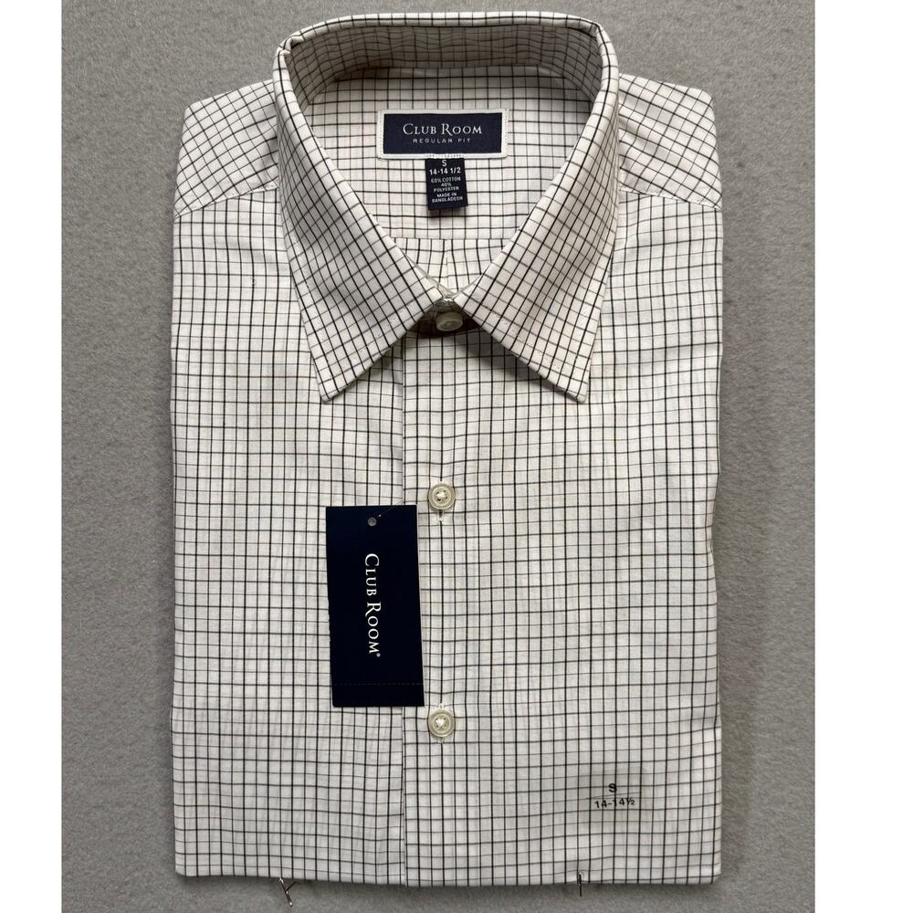 Club Room Men's Check Dress Shirt black/white Small 14-14.5" $50